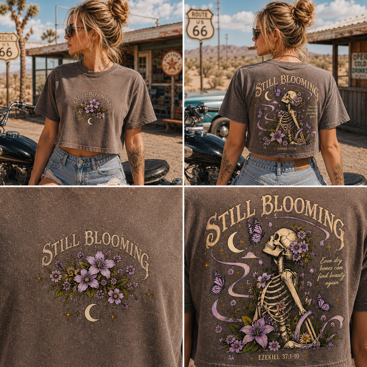 Still Blooming Skeleton – Vintage Wash Crop Tee