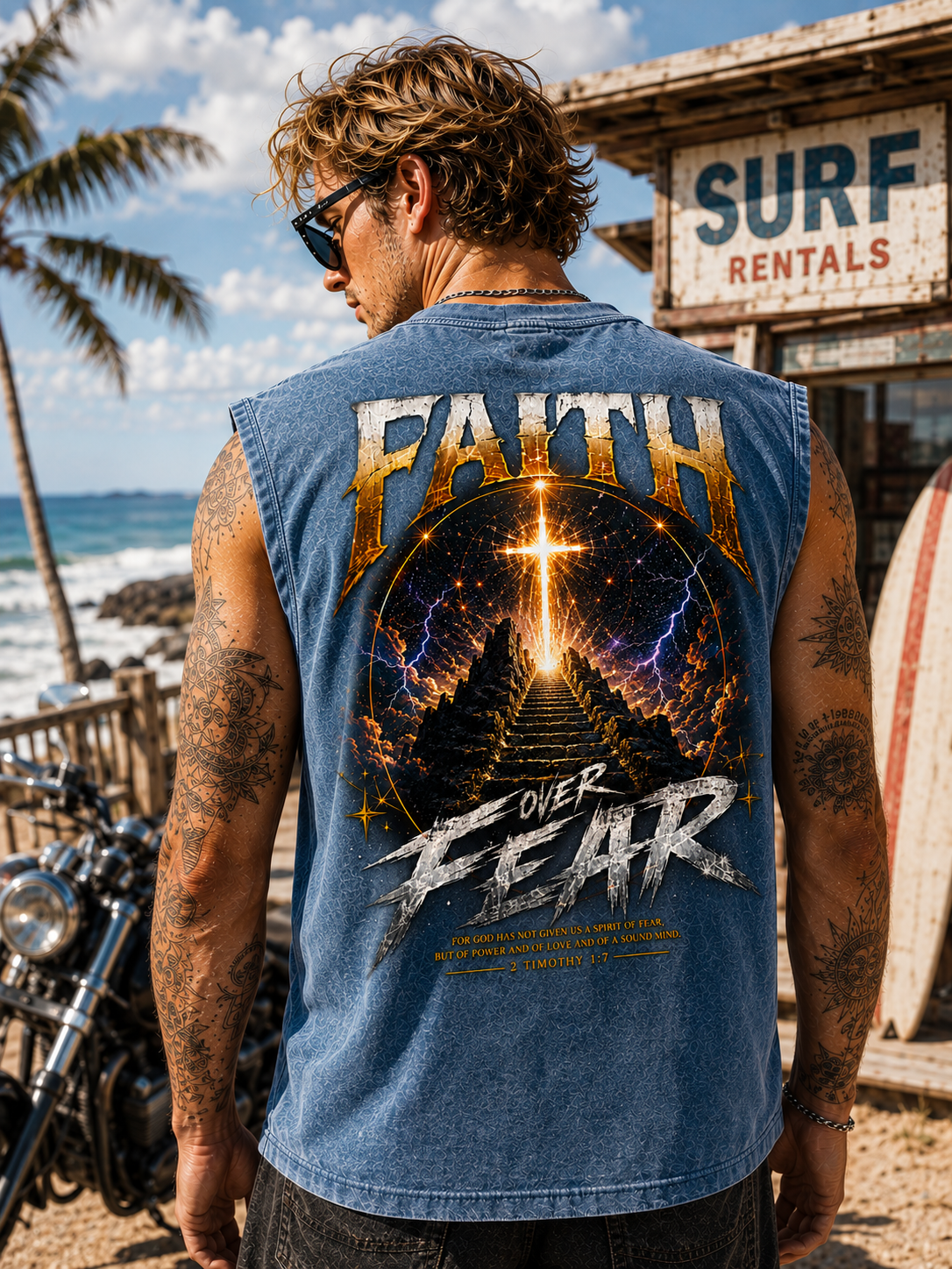 Faith Over Fear Washed Black Tank Top