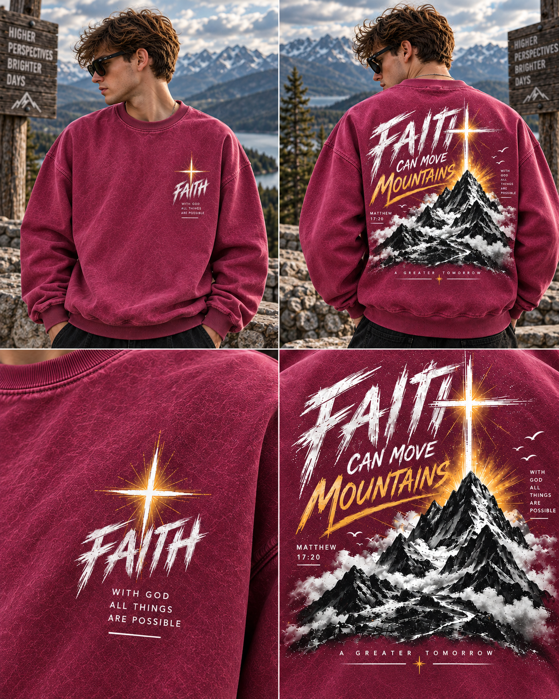Faith Can Move Mountains – Vintage Mountain Sweatshirt