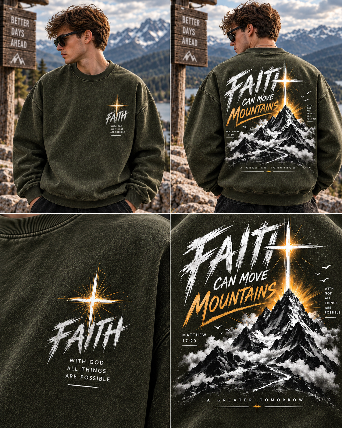 Faith Can Move Mountains – Vintage Mountain Sweatshirt