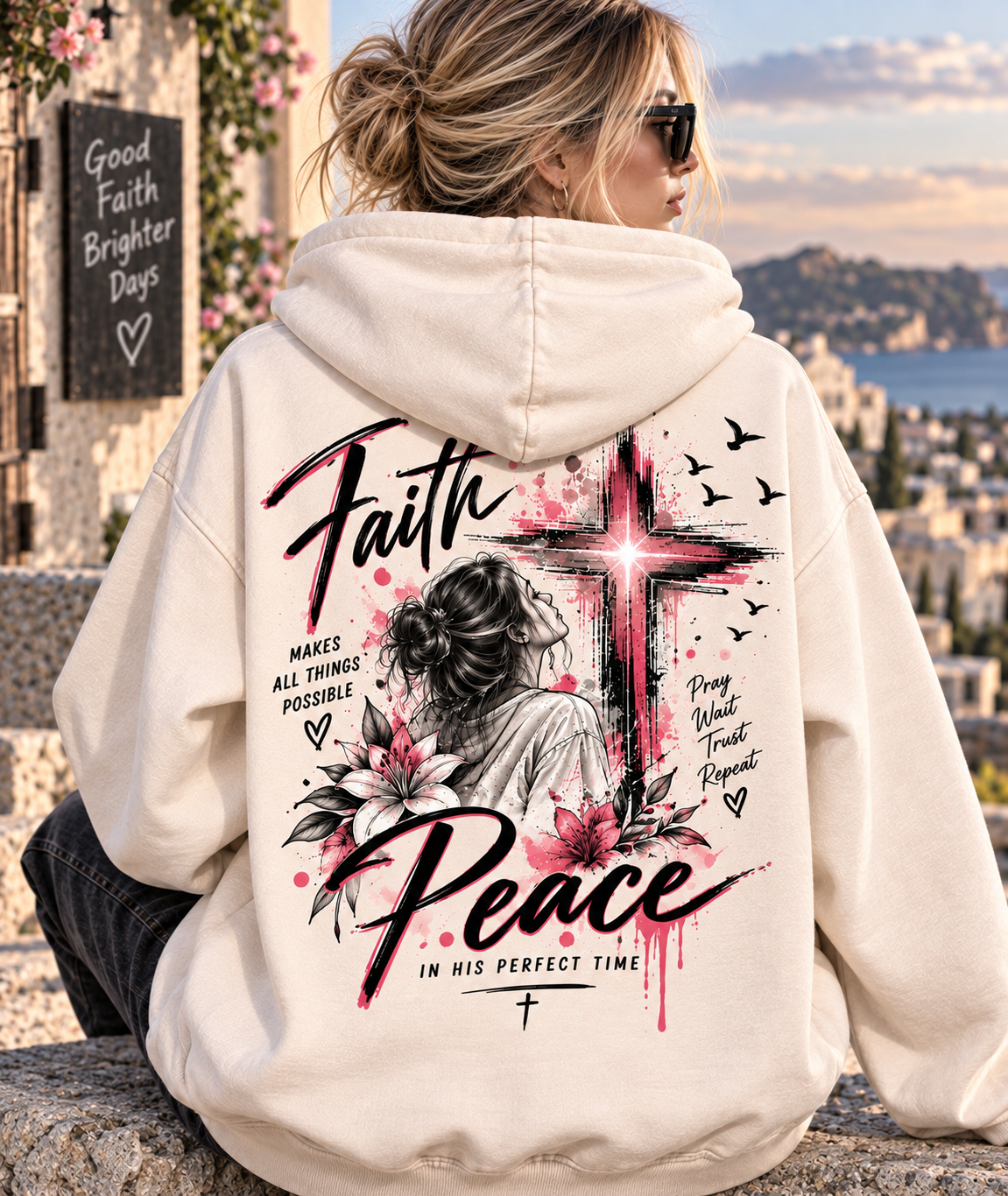 Faith & Peace Graphic Hoodie – Vintage Christian Style
