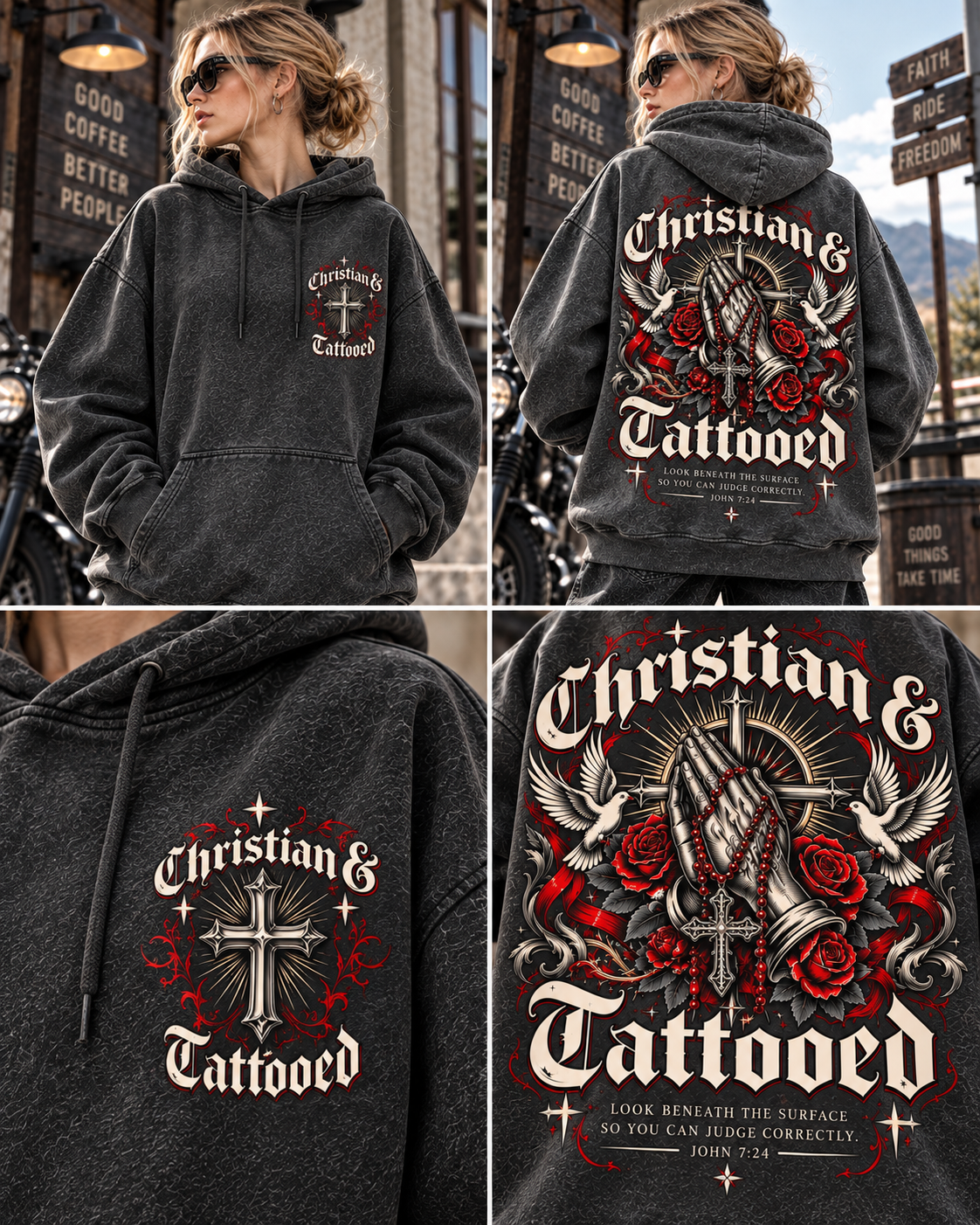 Christian & Tattooed Vintage Hoodie – Gothic Faith