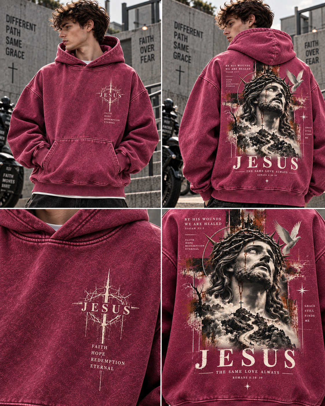 Jesus Faith Vintage Hoodie – Washed Beige