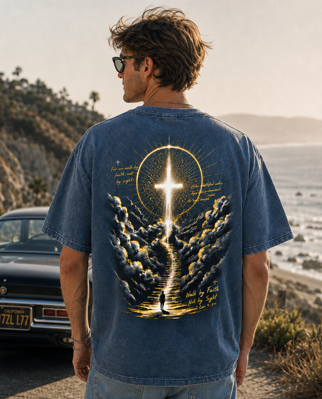 Walk by Faith Graphic Tee – Vintage Washed T-Shirt
