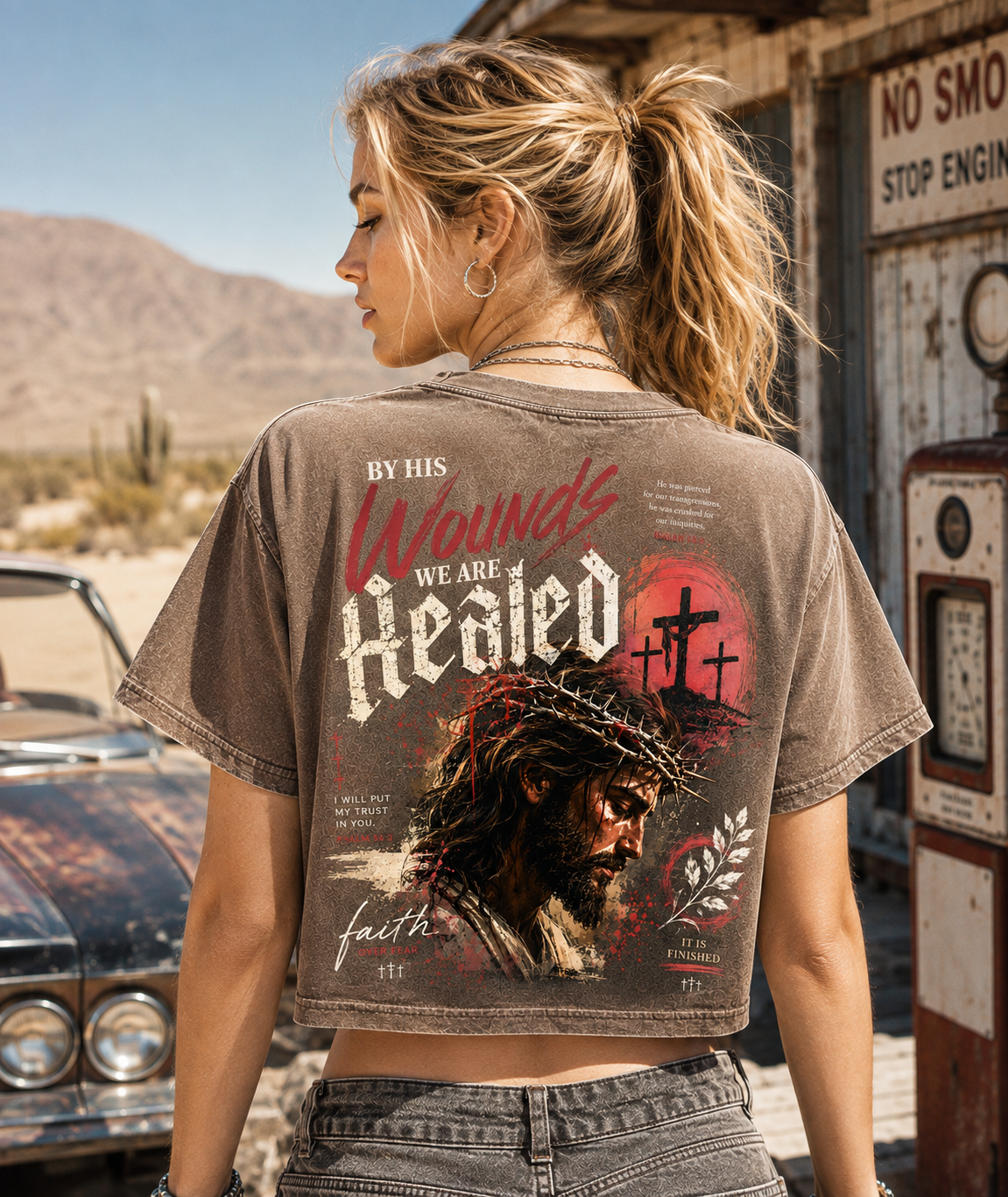 Faith Over Fear – Vintage Christian Crop Tee