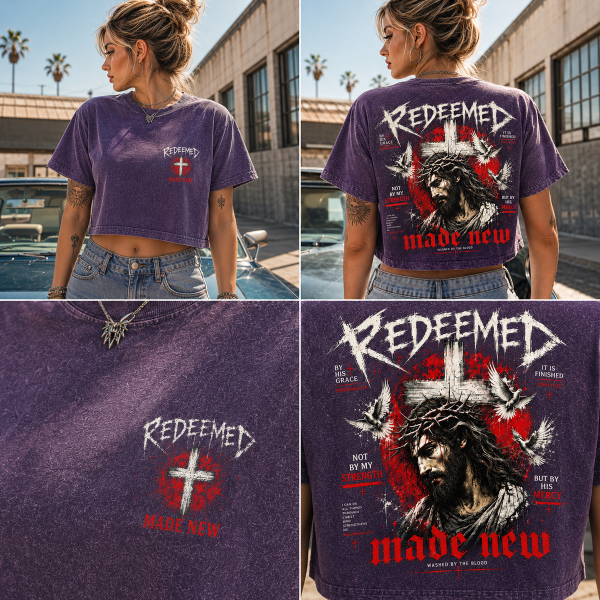 Redeemed Made New – Vintage Christian Crop Tee