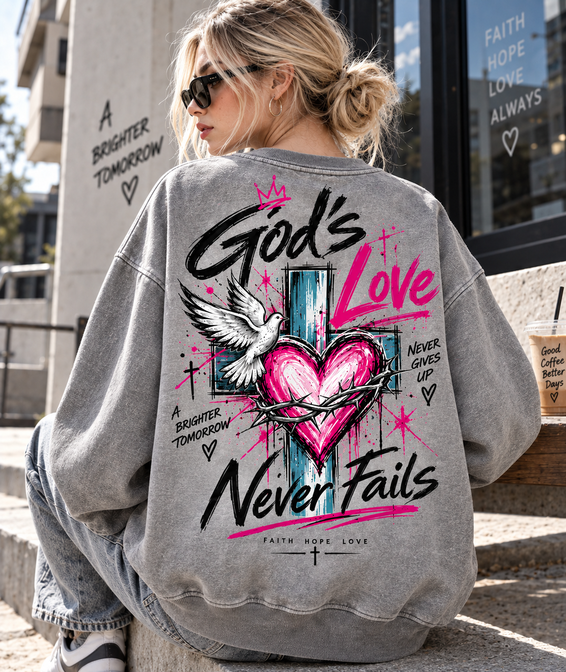Faith Hope Love – Never Fails Vintage Sweatshirt