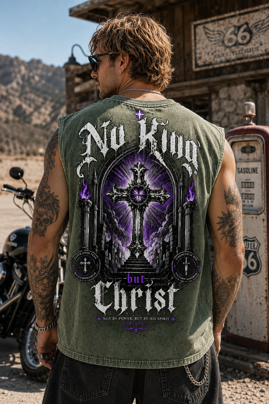 No King But Christ — Washed Black Gothic Tank Top