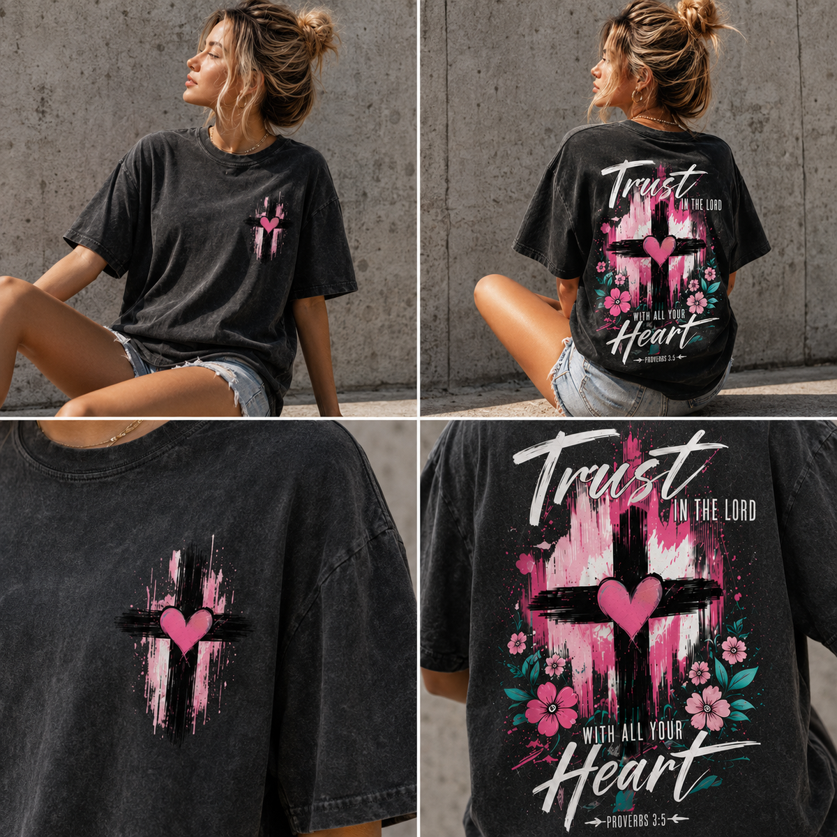 Trust in the Lord Heart Cross Tee – Vintage Washed T-Shirt