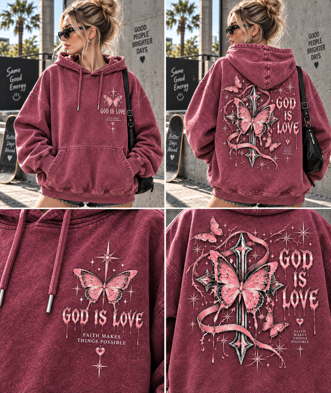 Vintage Butterfly “God Is Love” Hoodie