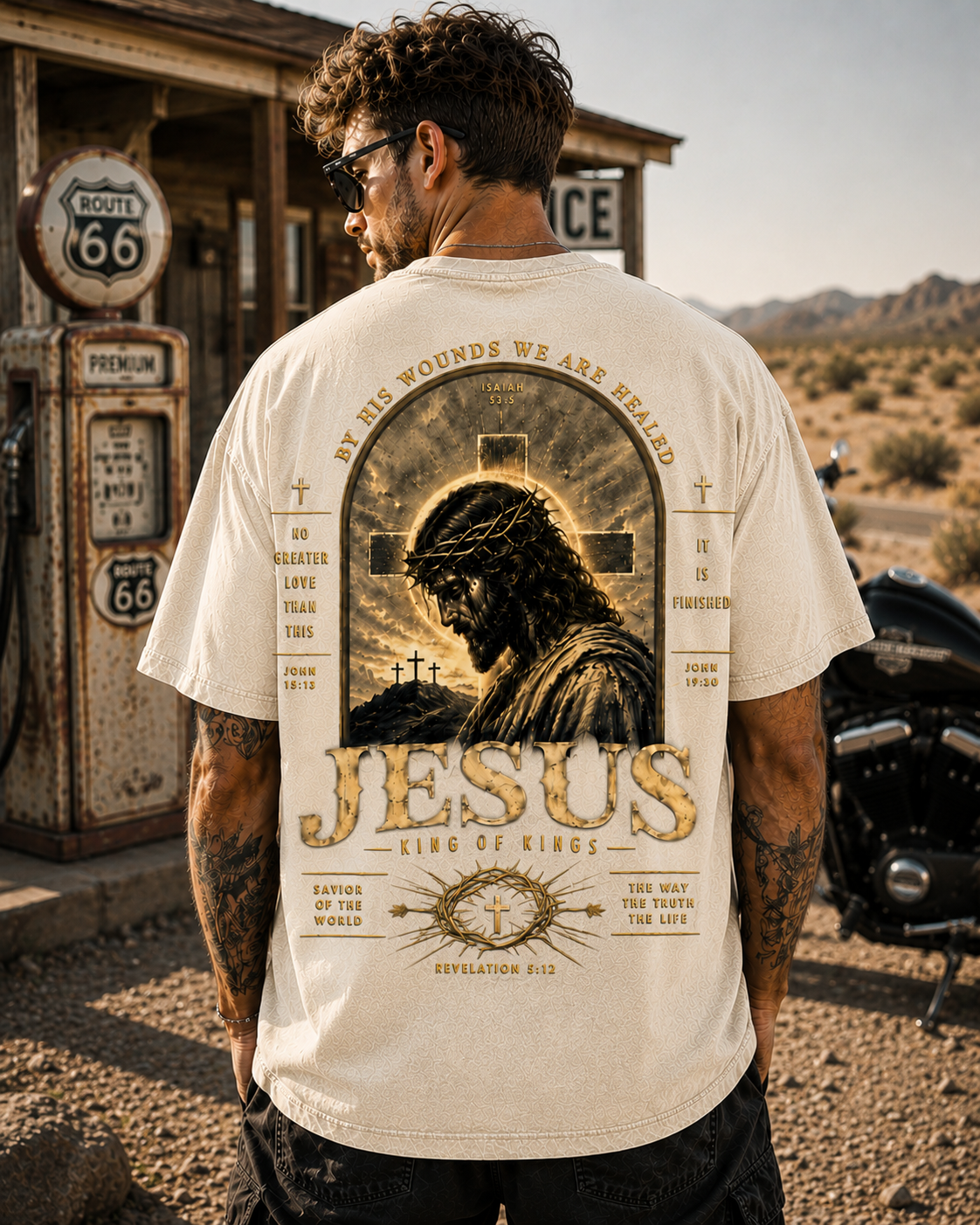 Jesus King of Kings – Vintage Washed Black Christian Graphic T-Shirt