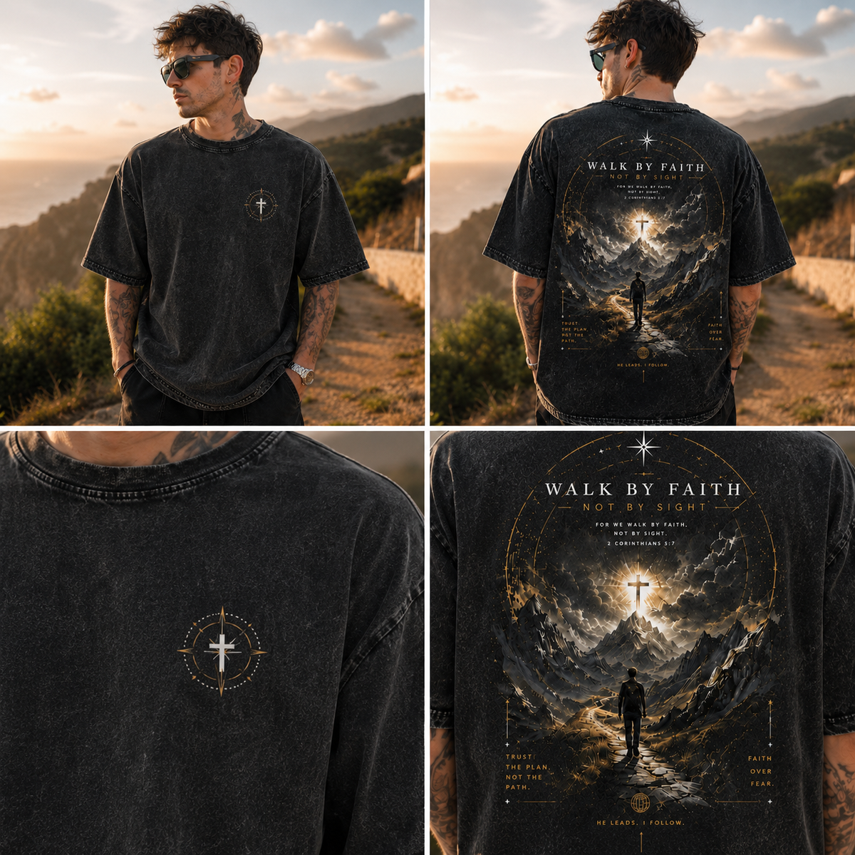 Walk by Faith Vintage Graphic T-Shirt – Unisex Washed Tee