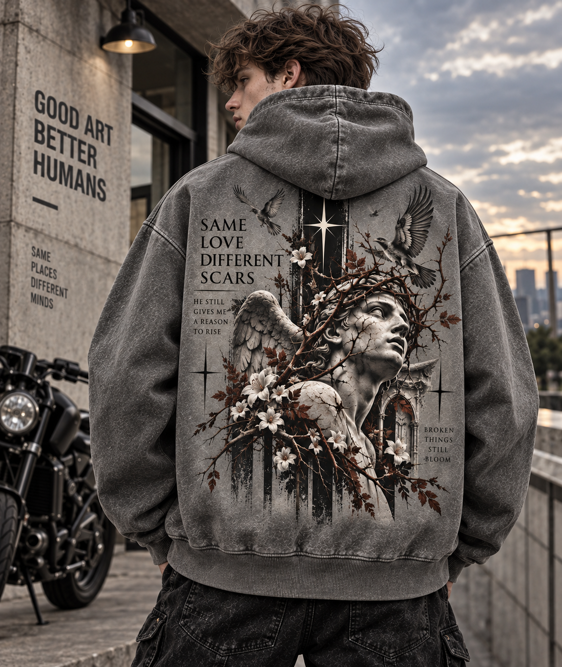 Same Love Different Scars – Vintage Angel Hoodie