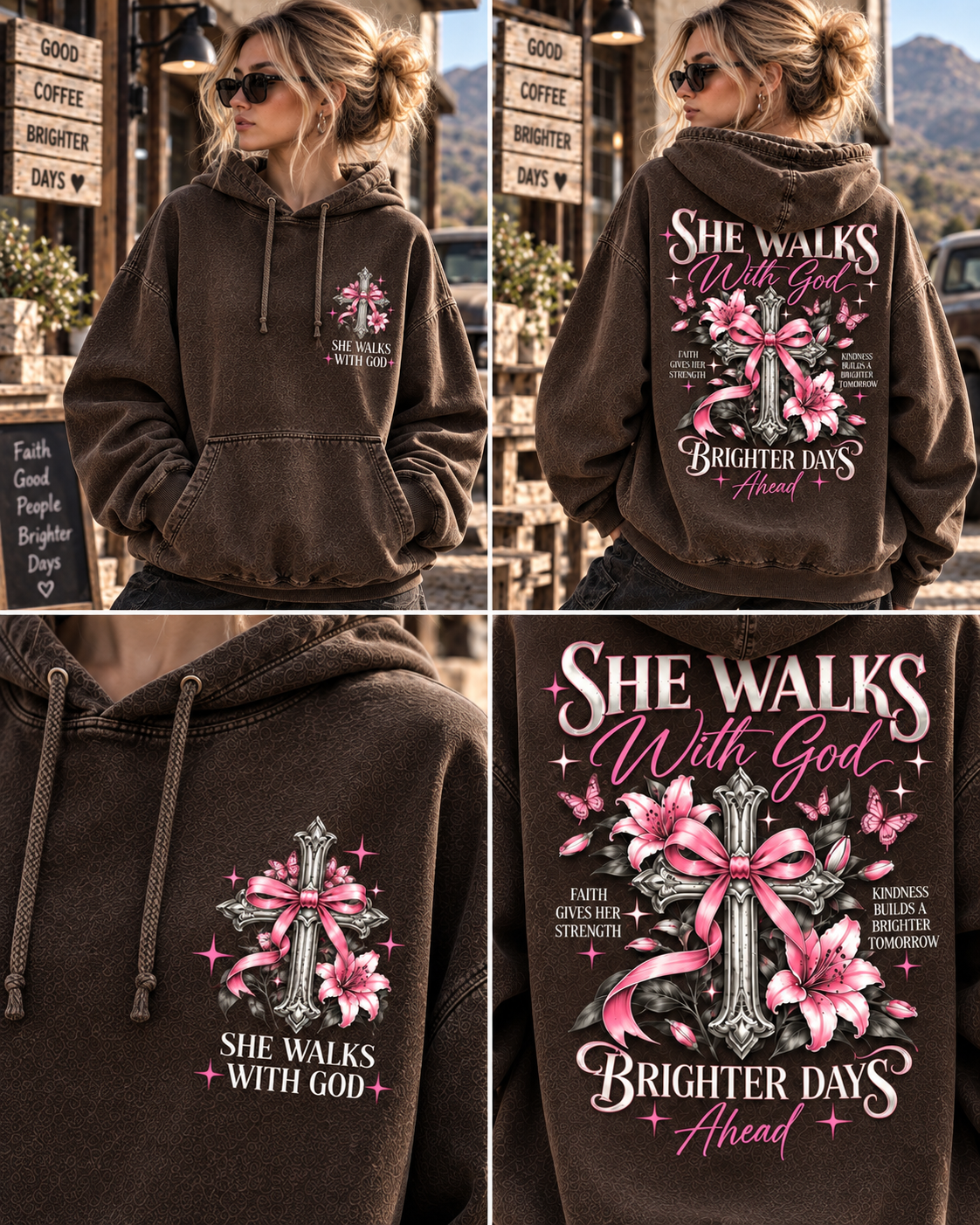 She Walks With God – Brighter Days Vintage Hoodie