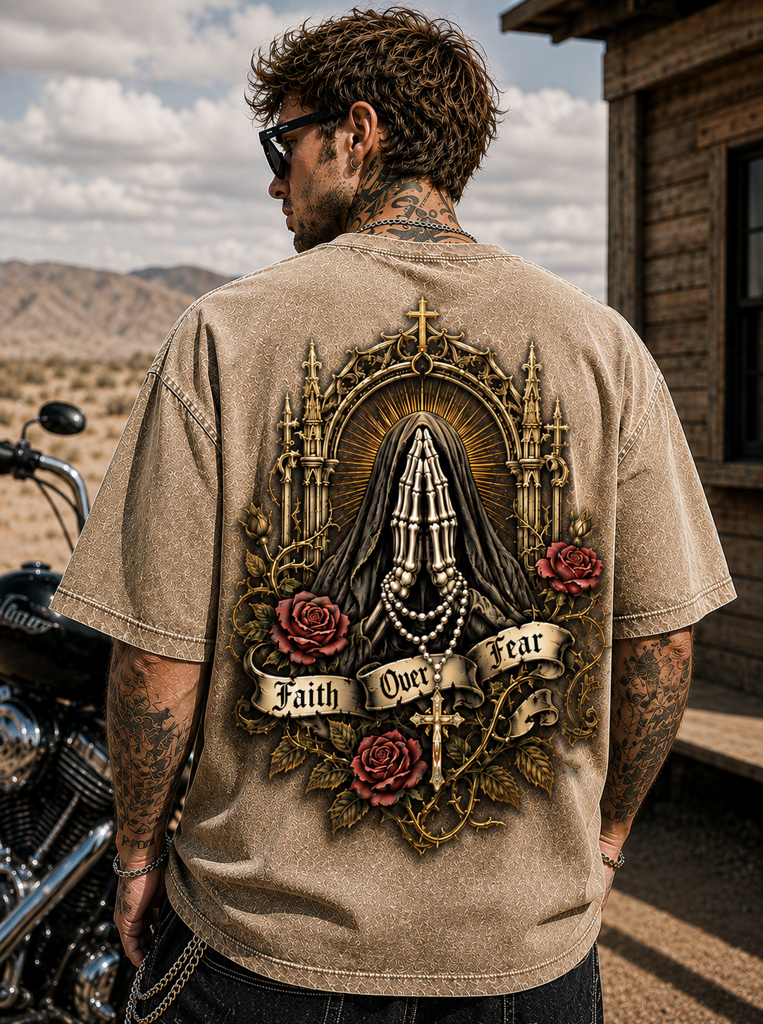Faith Over Fear Gothic Oversized T-Shirt