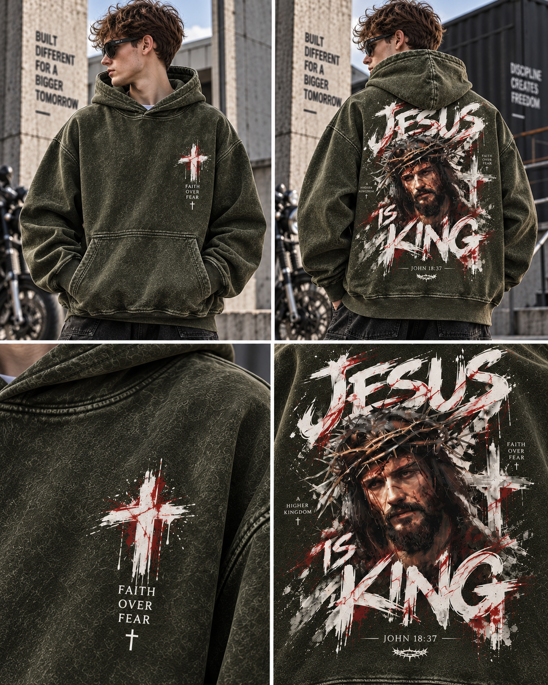 Jesus Is King – Faith Over Fear Washed Hoodie