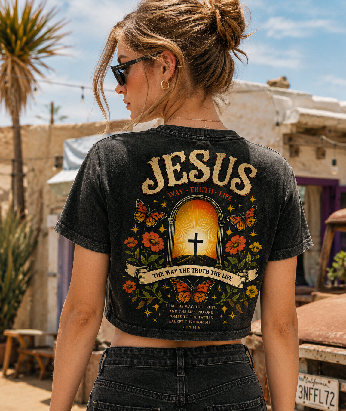 Jesus Vintage Butterfly Crop Top – Faith & Grace