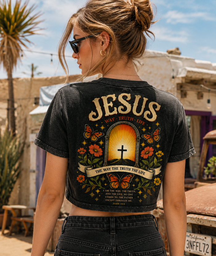 Jesus Vintage Butterfly Crop Top – Faith & Grace