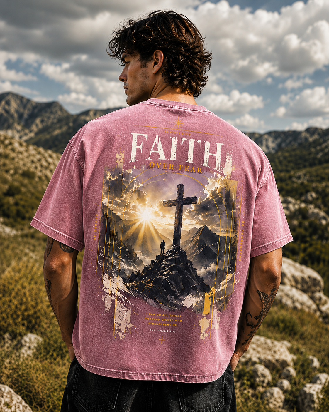 Faith Over Fear Vintage Graphic T-Shirt – Unisex Washed Tee
