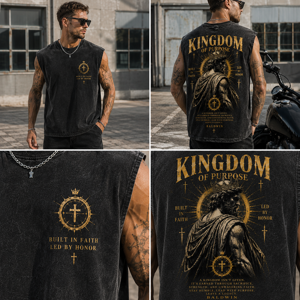 Washed Black Kingdom Muscle Tee