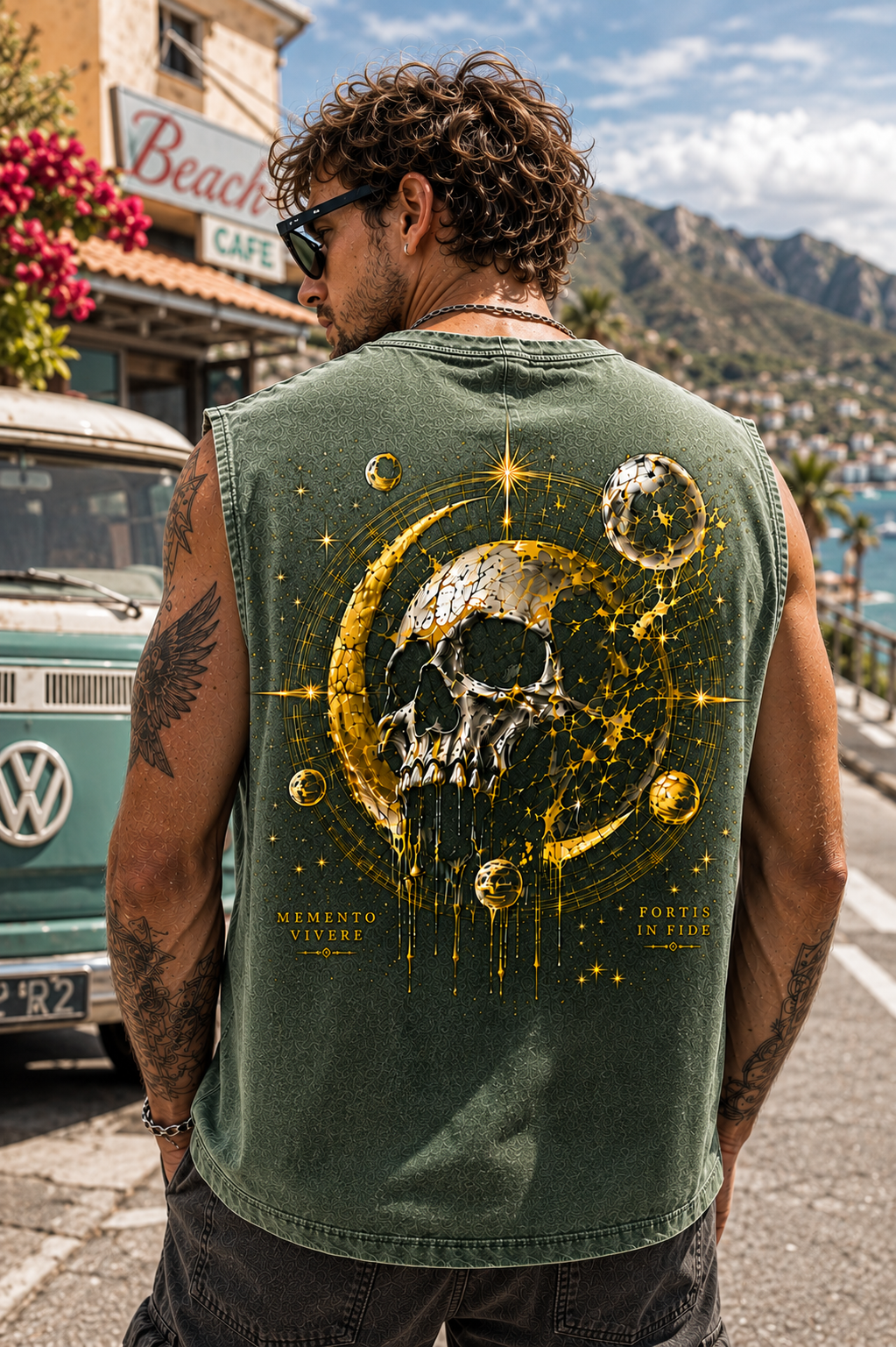 Celestial Skull Washed Tank Top