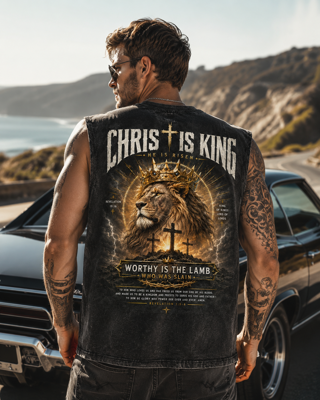 Chris Is King Washed Black Tank Top
