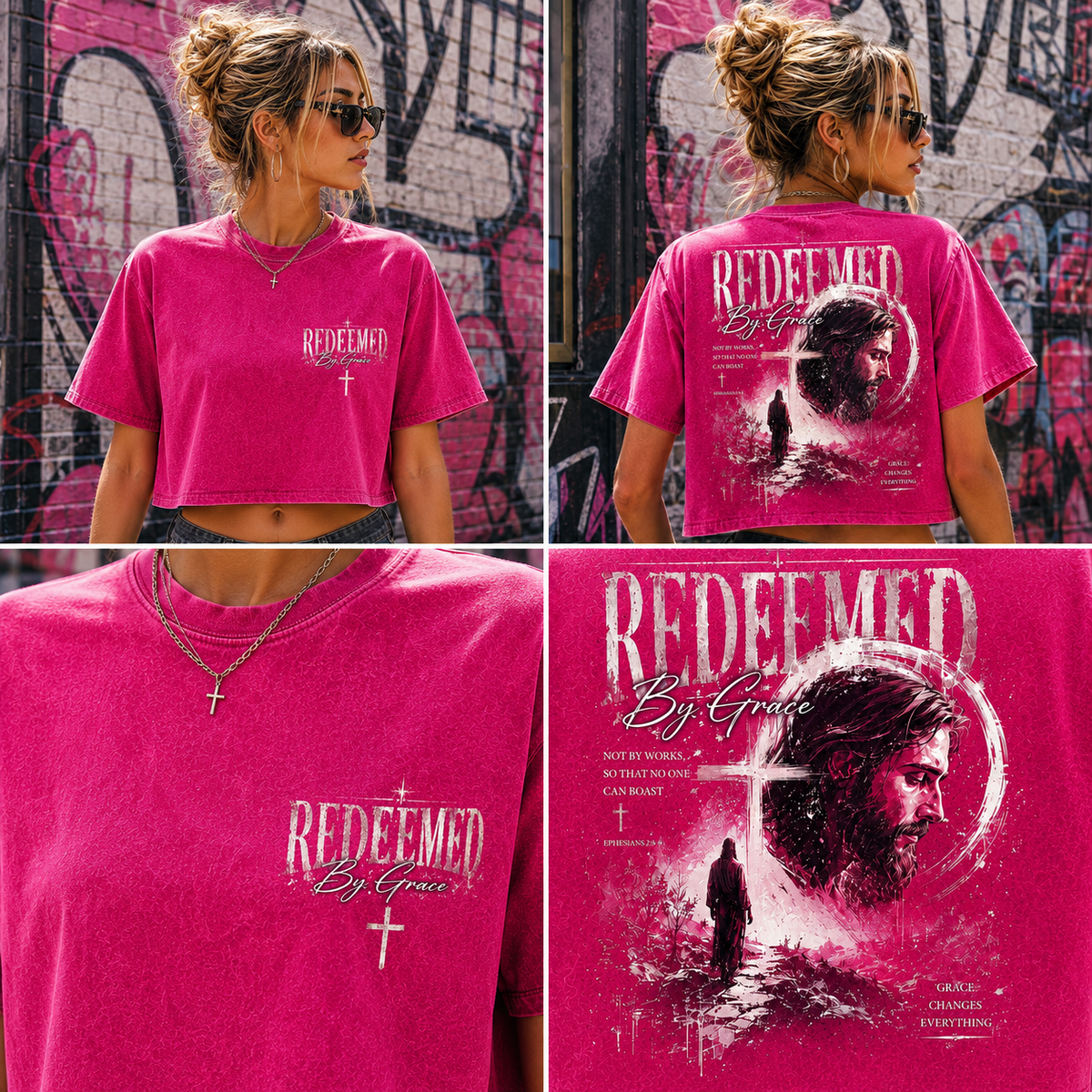 Redeemed By Grace – Vintage Christian Crop Top