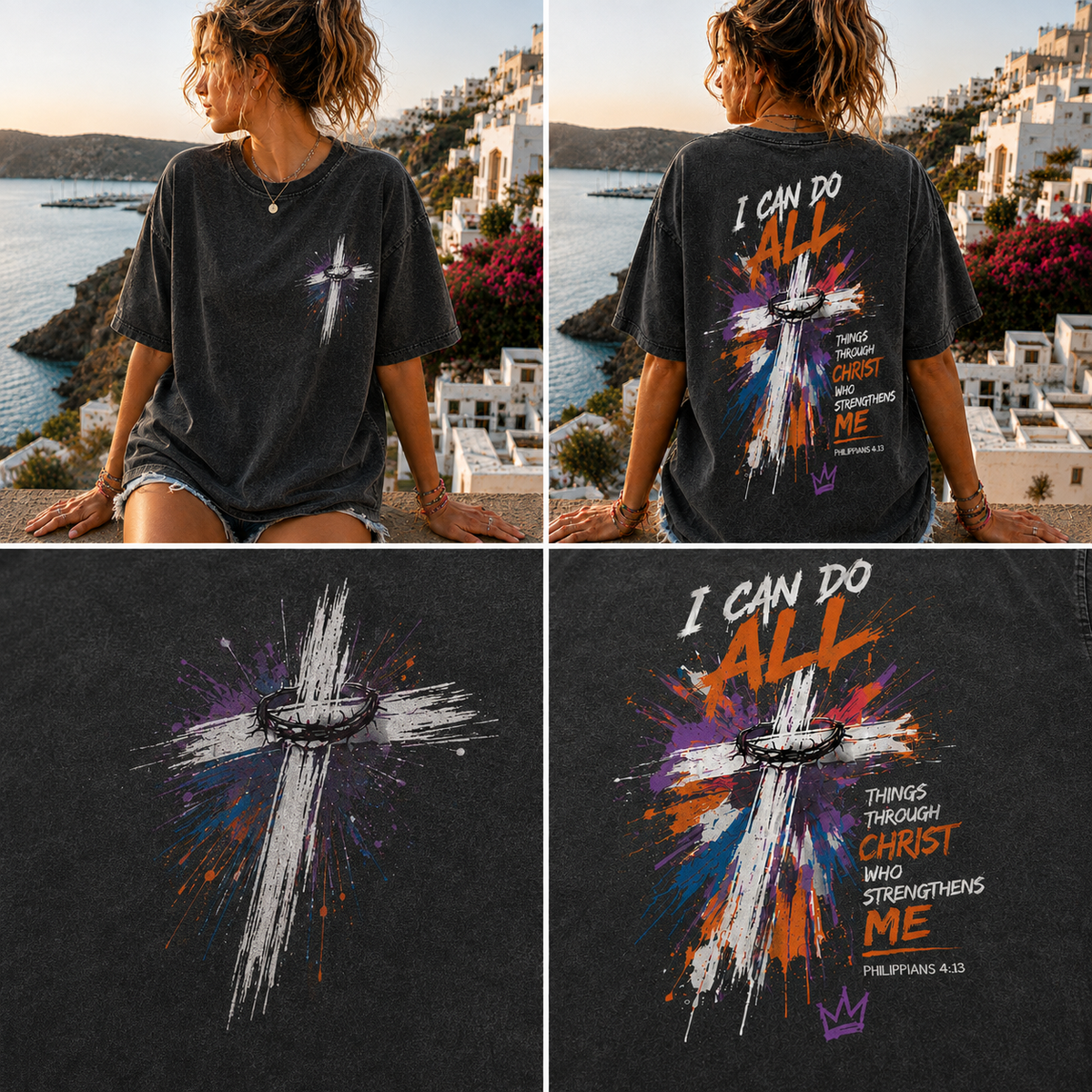 Faith Over Fear – Christian Cross Graphic Oversized T-Shirt