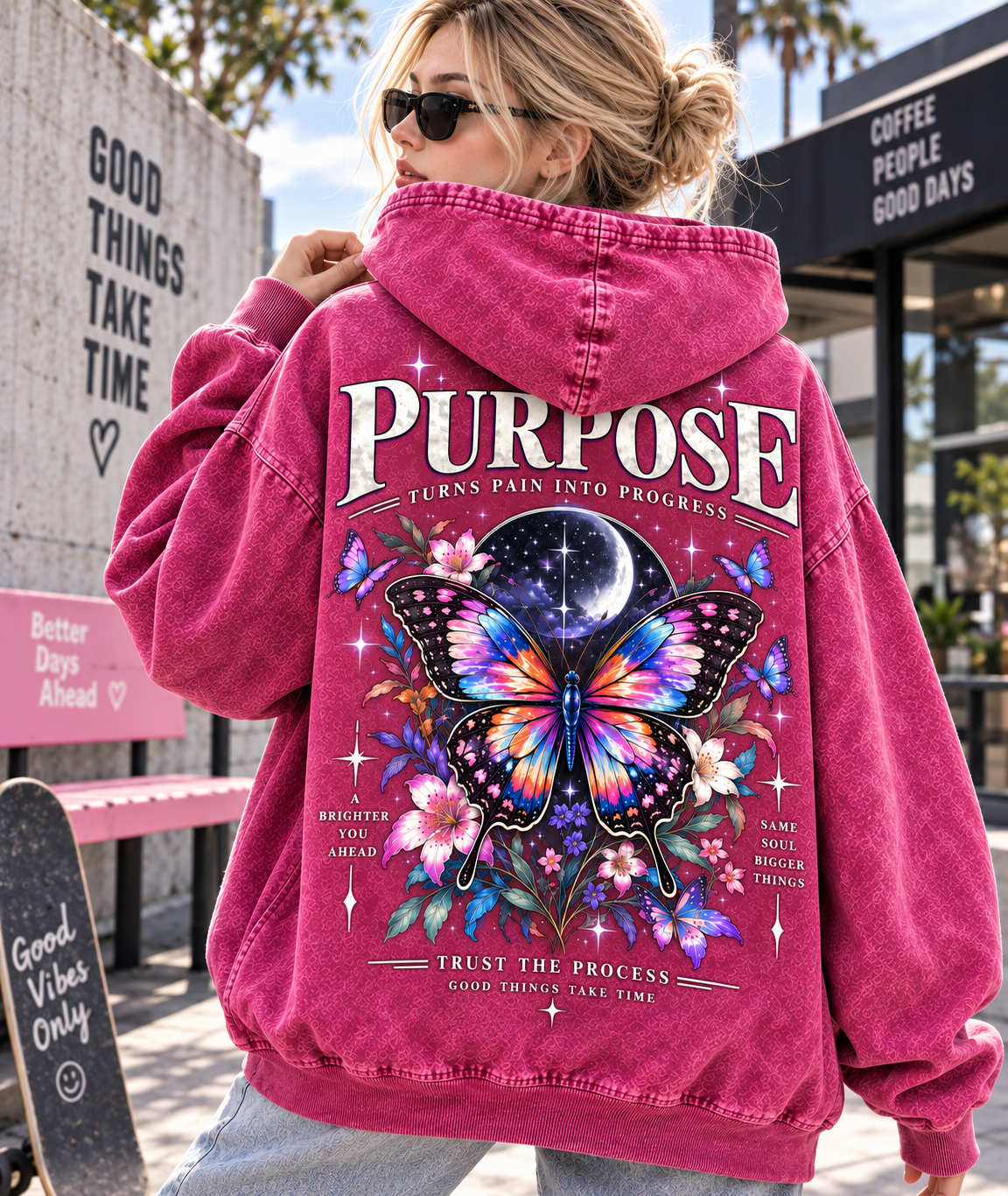 Purpose Butterfly Oversized Washed Hoodie