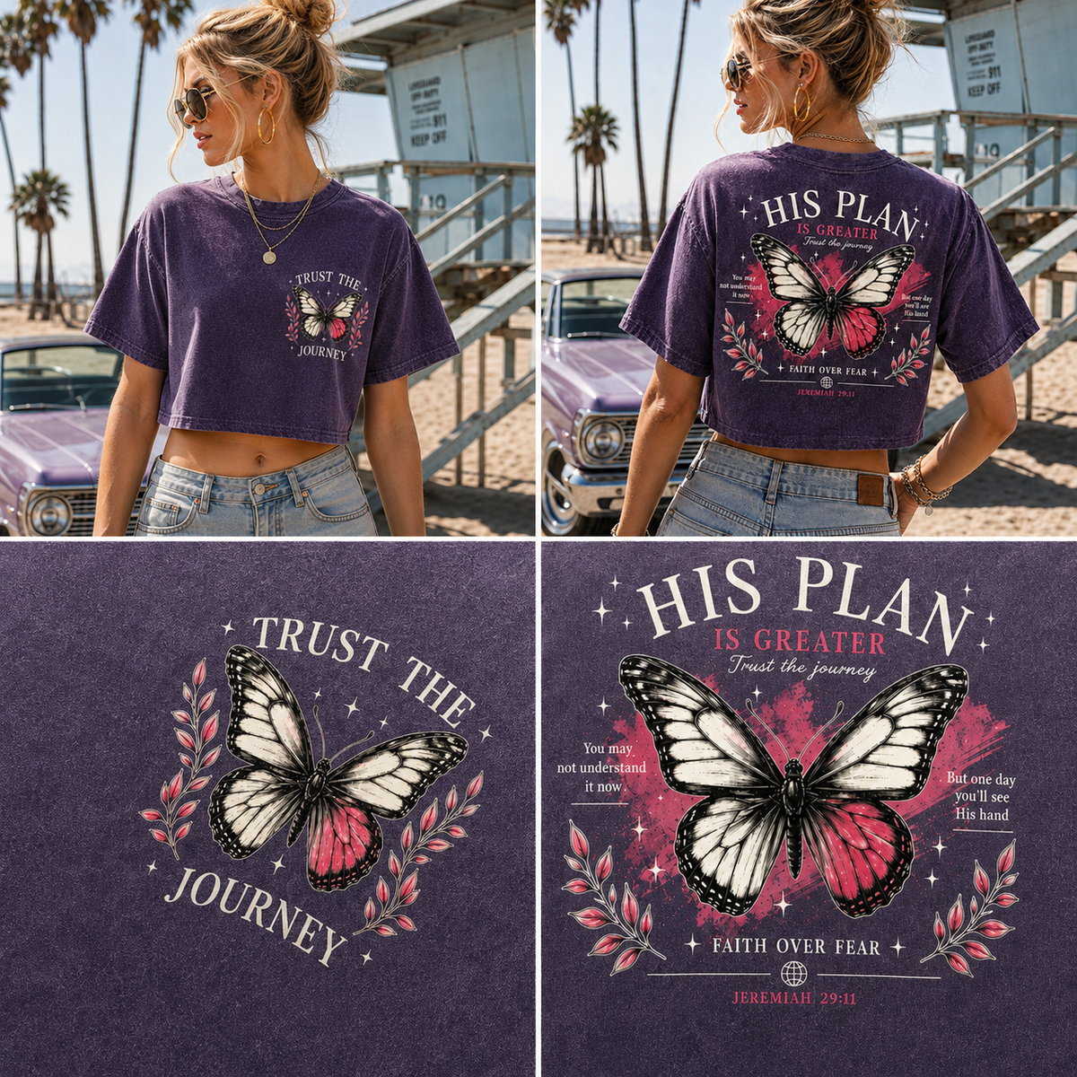 His Plan Is Greater Butterfly Crop Top – Vintage Faith Tee