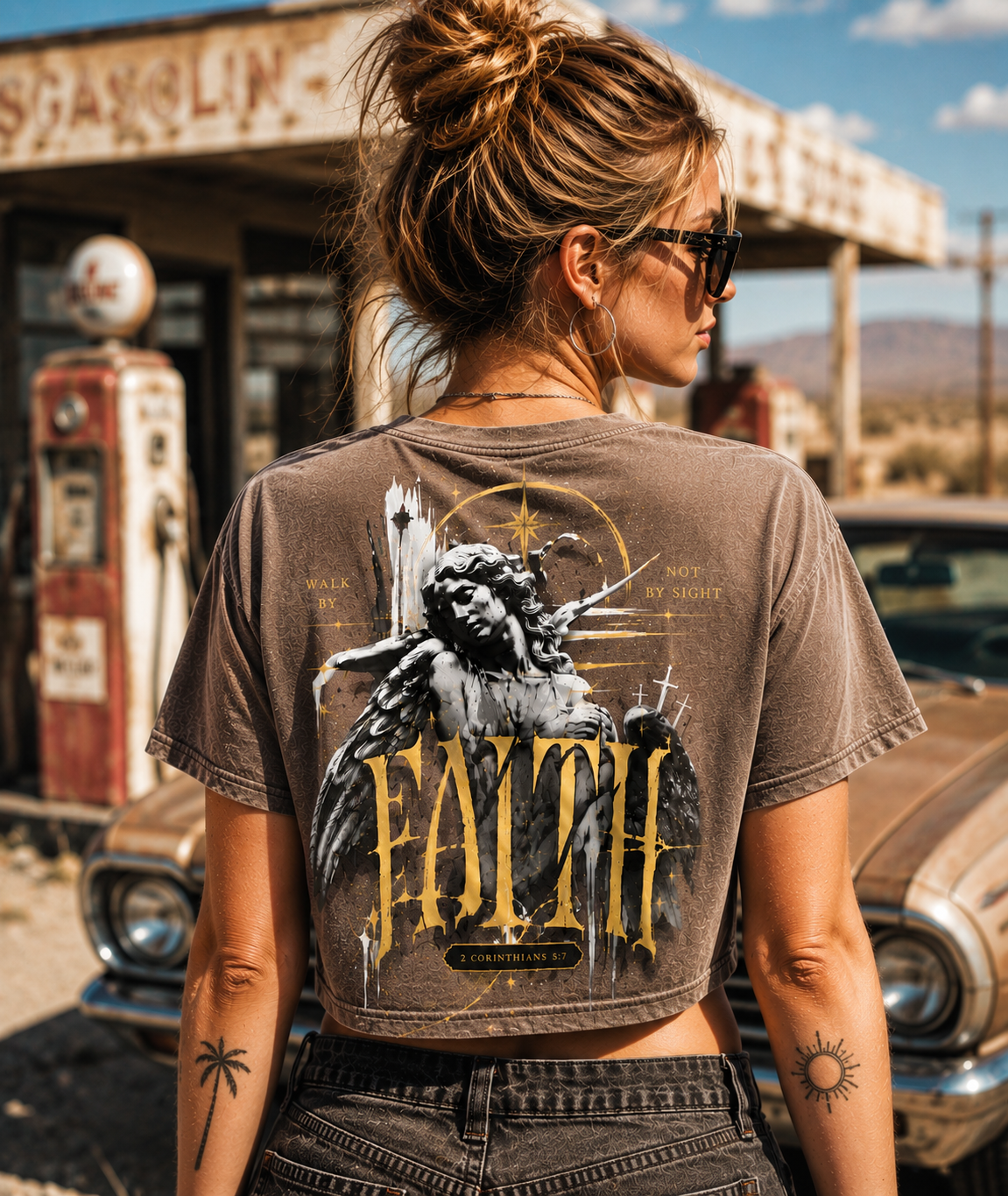 Faith Angel Crop Top – Vintage Faith Graphic Tee