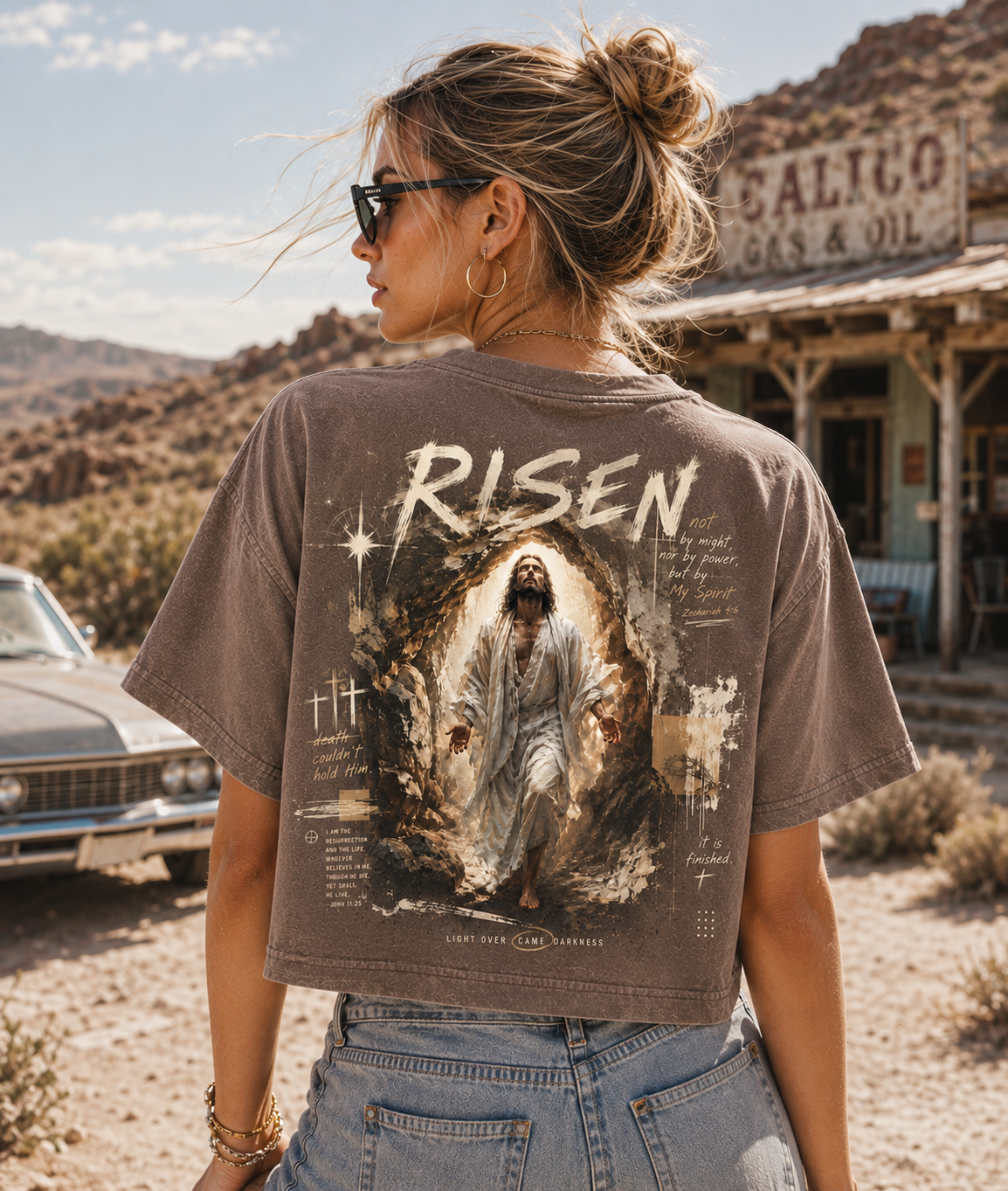 RISEN Faith Graphic Crop Top – Vintage Christian Streetwear