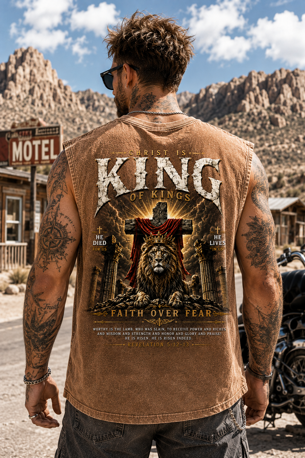 Washed Black Faith Over Fear Muscle Tee
