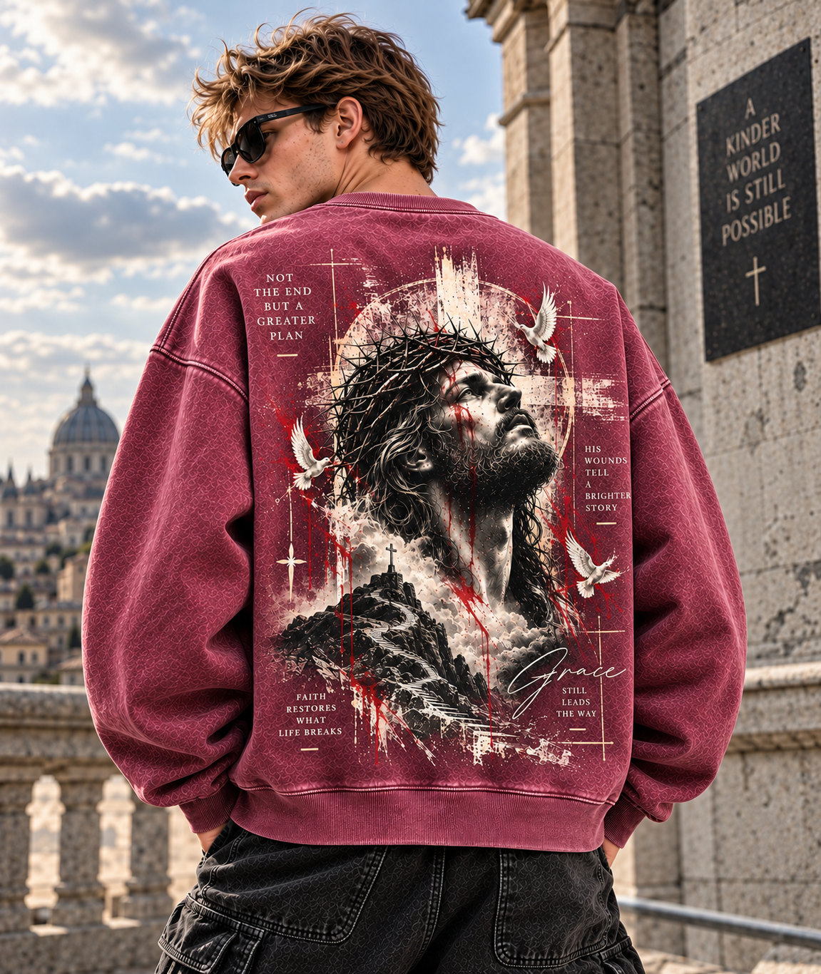 Grace Still Leads The Way – Vintage Faith Washed Sweatshirt