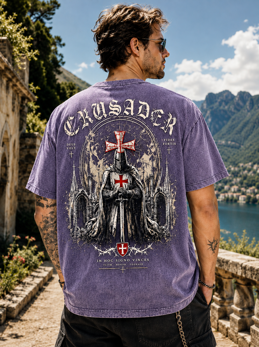 Vintage Crusader Oversized T-Shirt – Washed Black