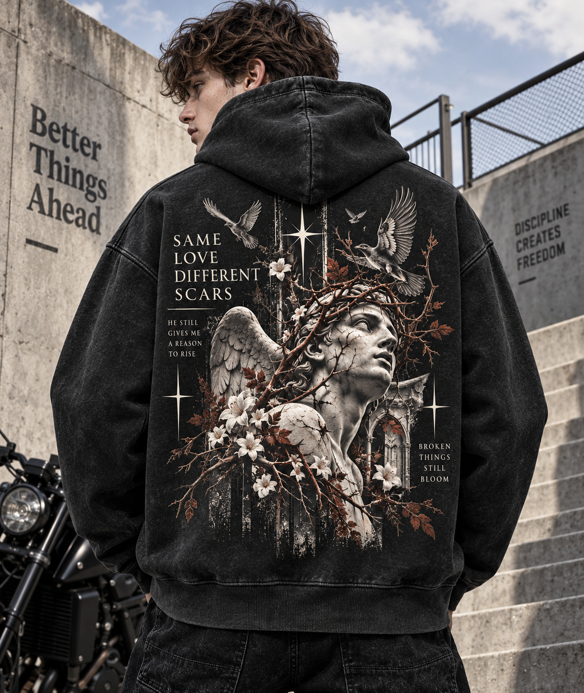 Same Love Different Scars – Vintage Angel Hoodie
