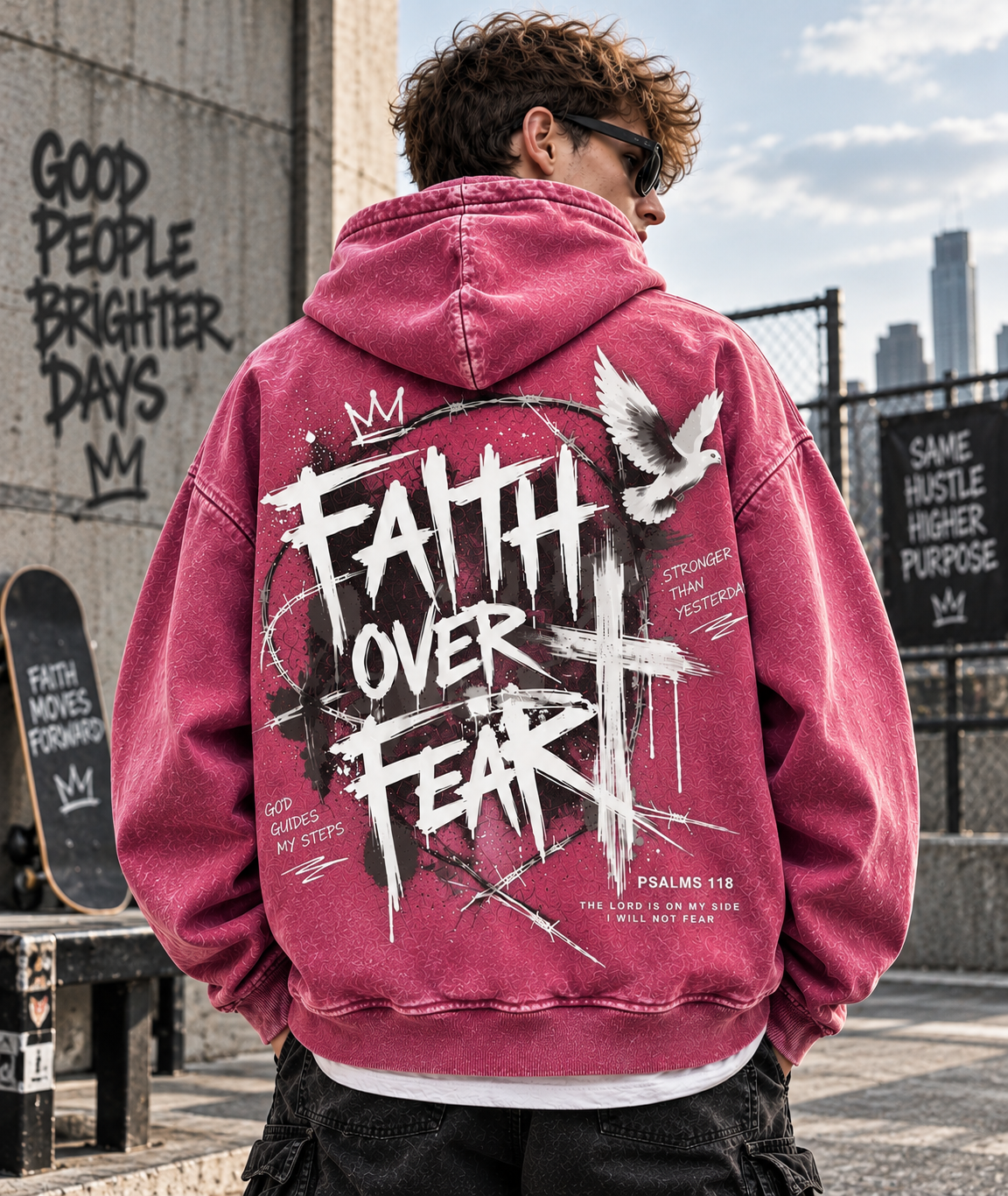 Faith Over Fear – Vintage Washed Hoodie