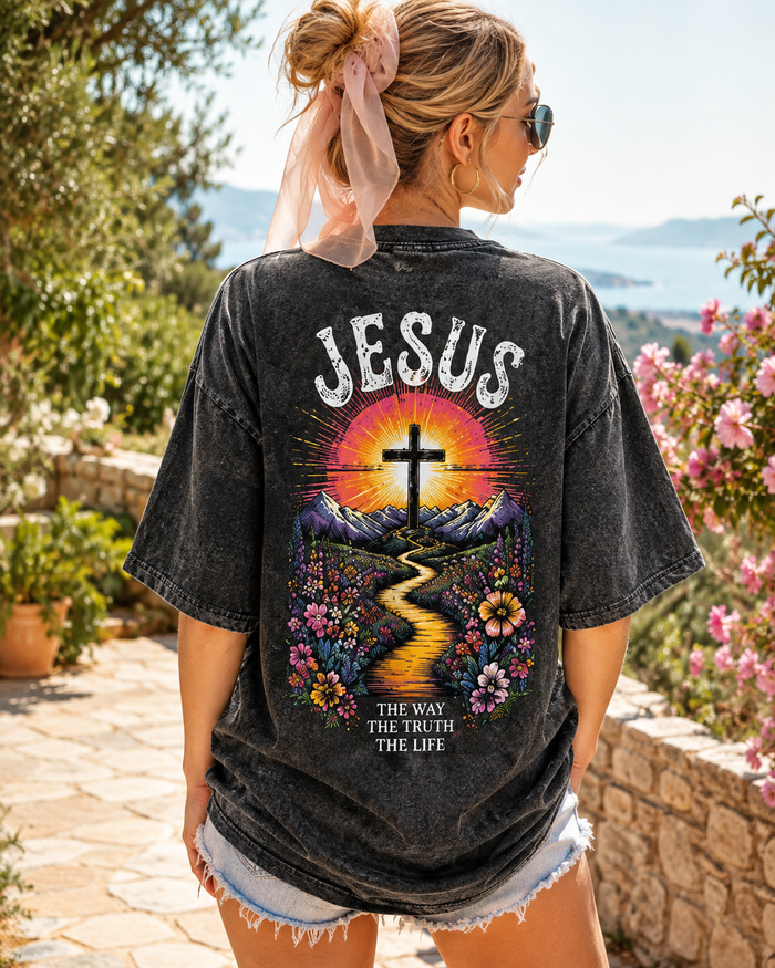 JESUS Vintage Washed Tee – The Way, The Truth, The Life