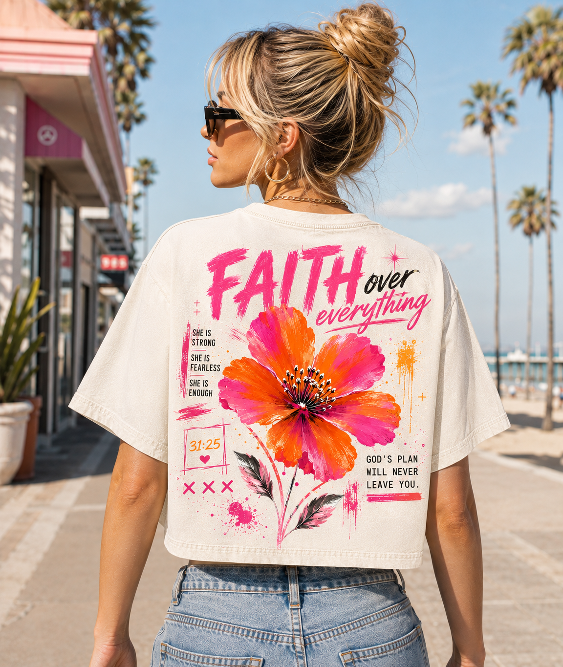 Faith Over Everything – Women’s Vintage Crop Tee