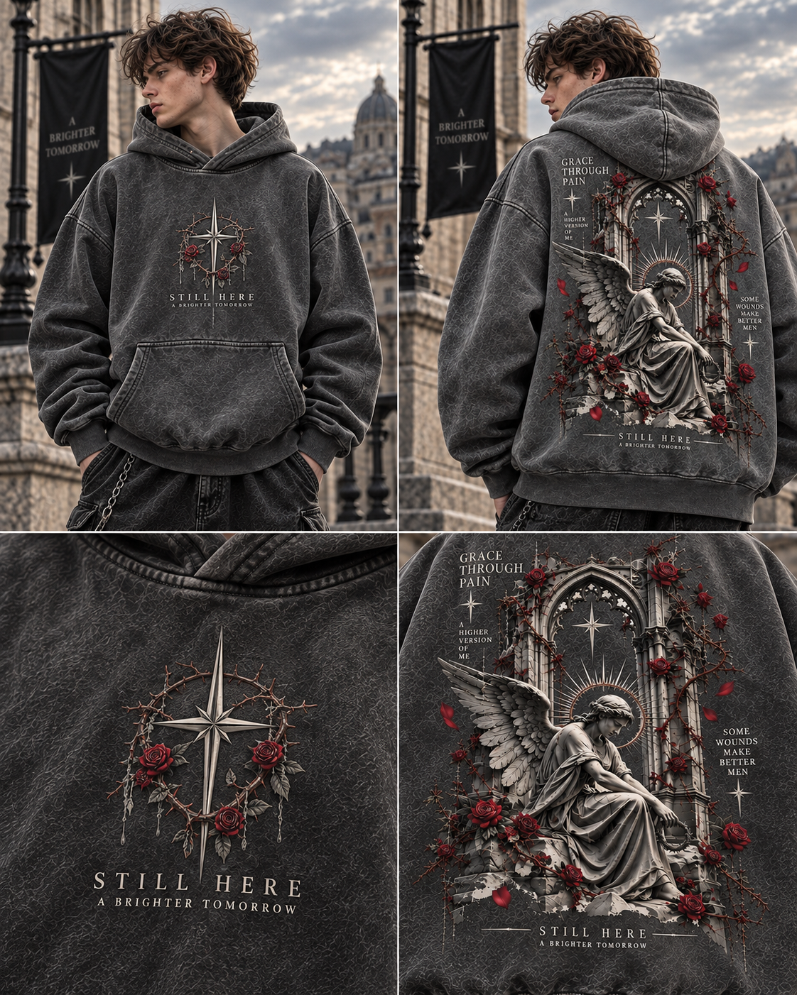 Still Here – Gothic Angel Vintage Hoodie