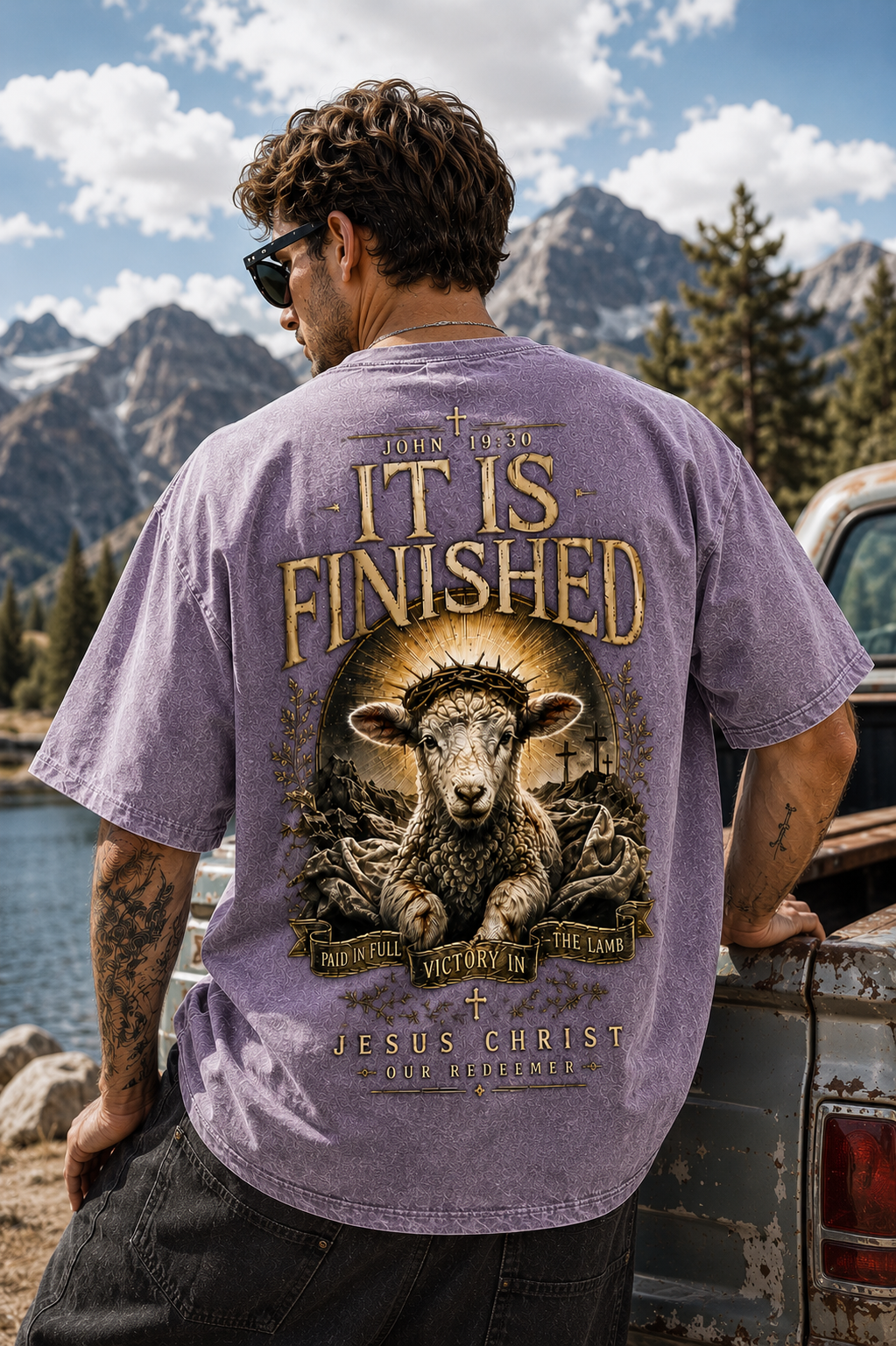 It Is Finished Washed Black Tee