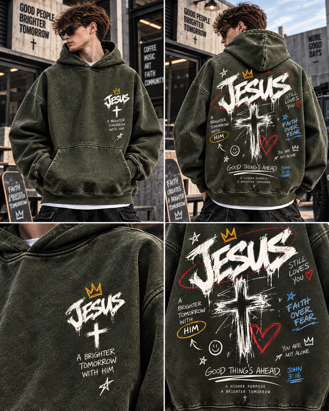 JESUS Faith Over Fear – Vintage Wash Hoodie