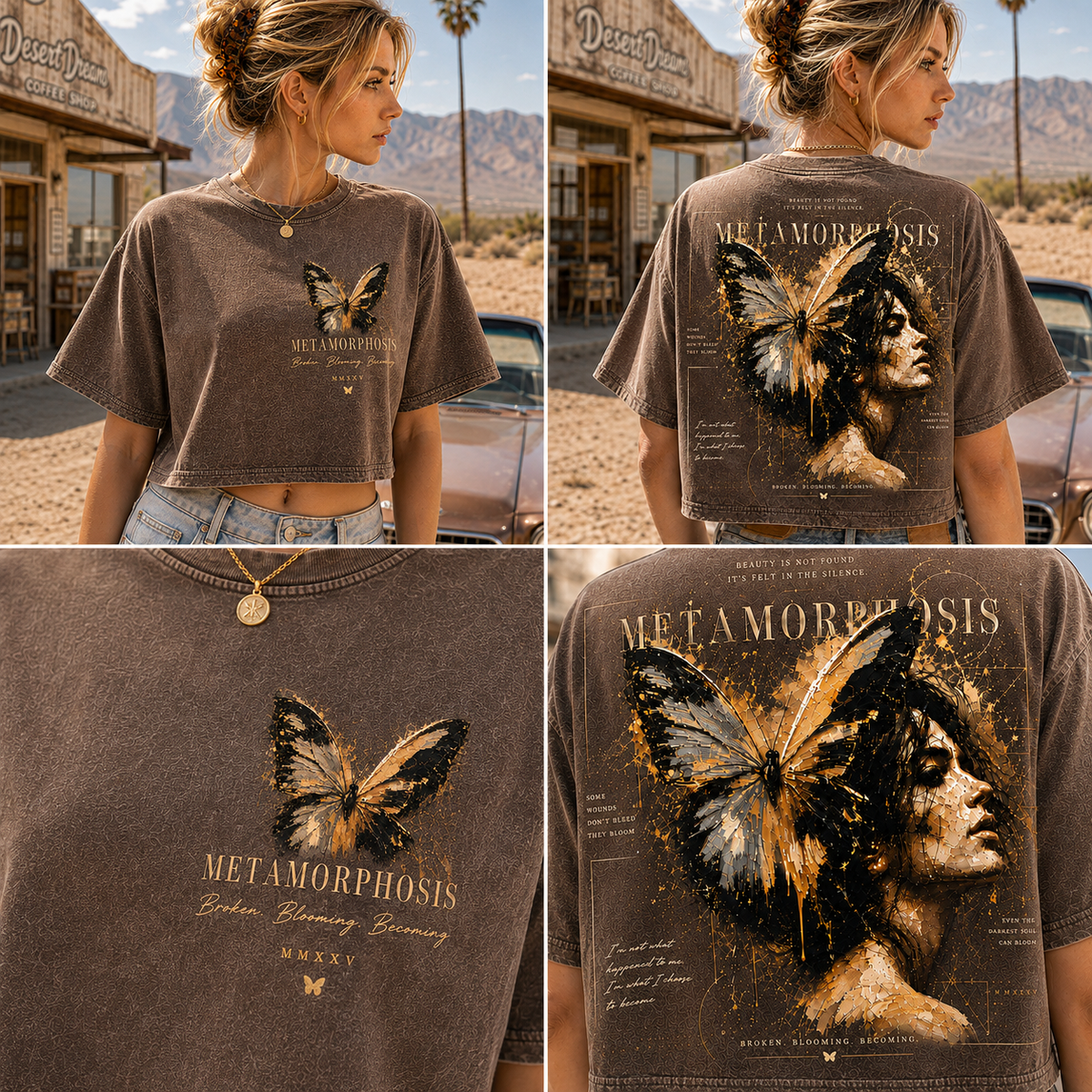 Metamorphosis Butterfly Vintage Crop Top