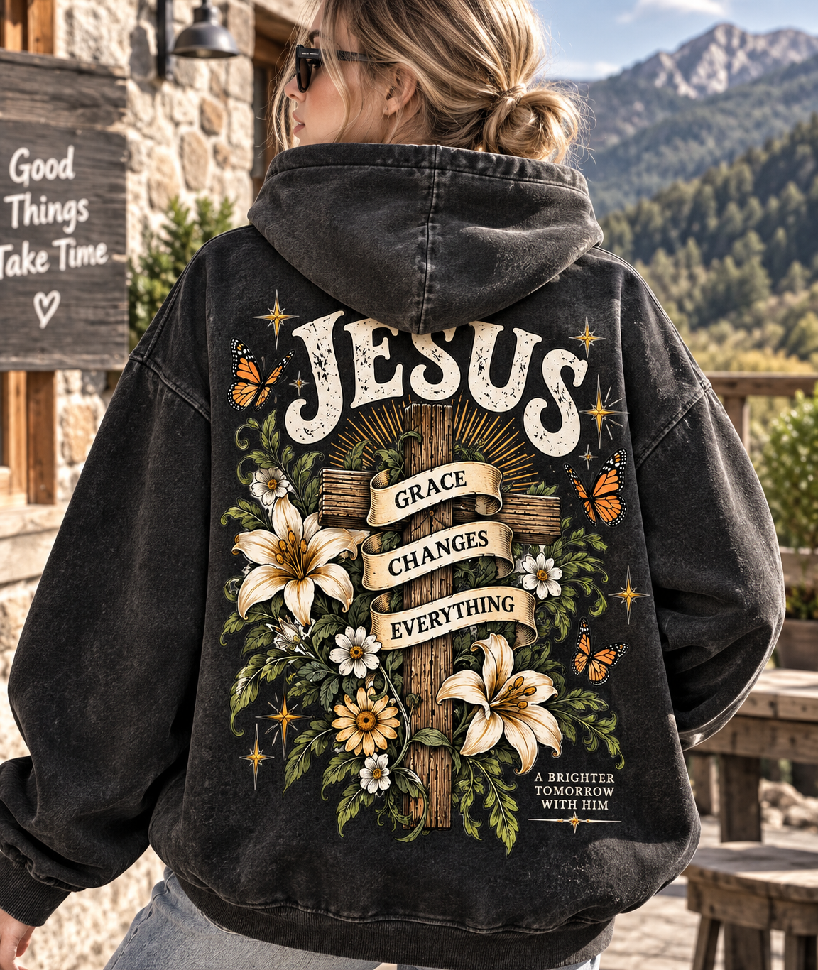 Jesus Grace Changes Everything – Vintage Christian Hoodie