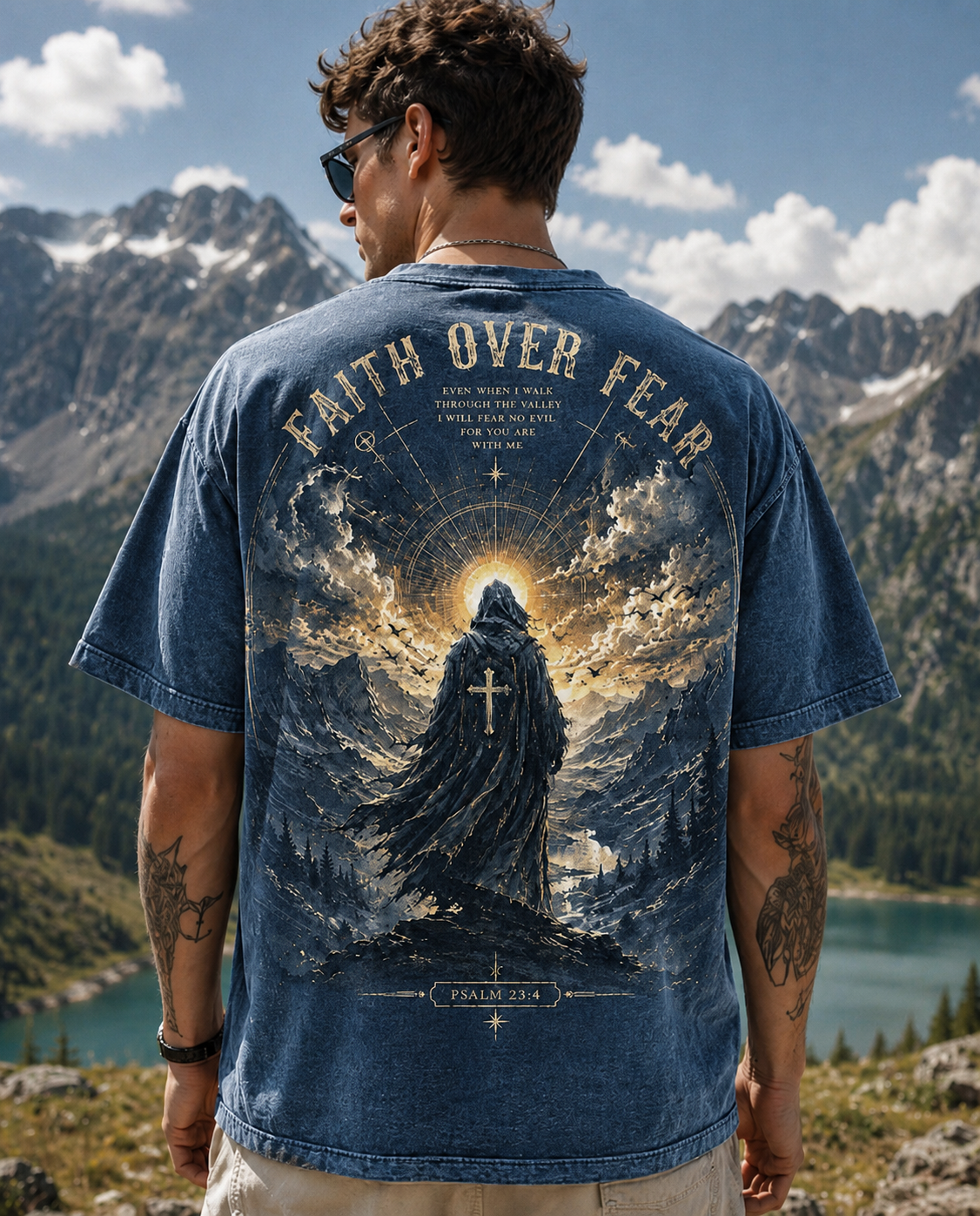 Faith Over Fear Vintage Graphic Tee – Unisex Washed T-Shirt