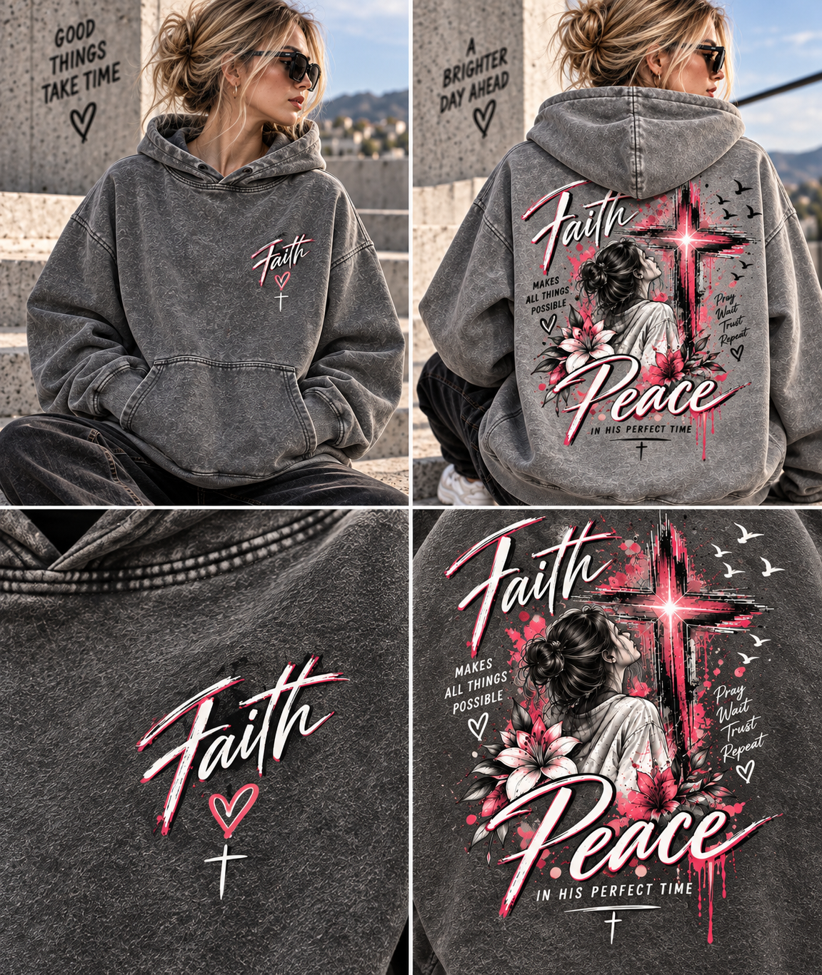 Faith & Peace Graphic Hoodie – Vintage Christian Style