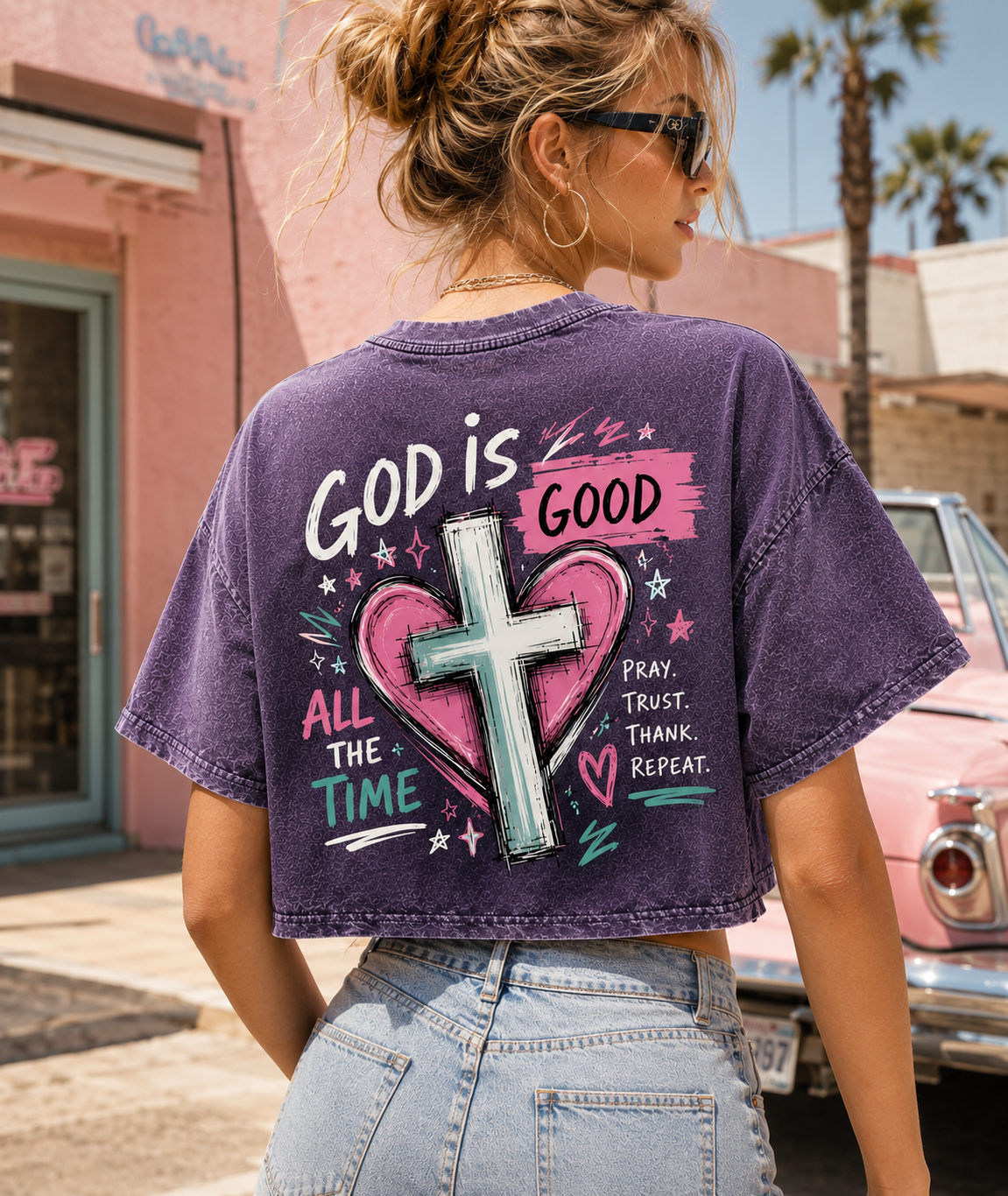 God Is Good – Faith Graphic Washed Crop Top