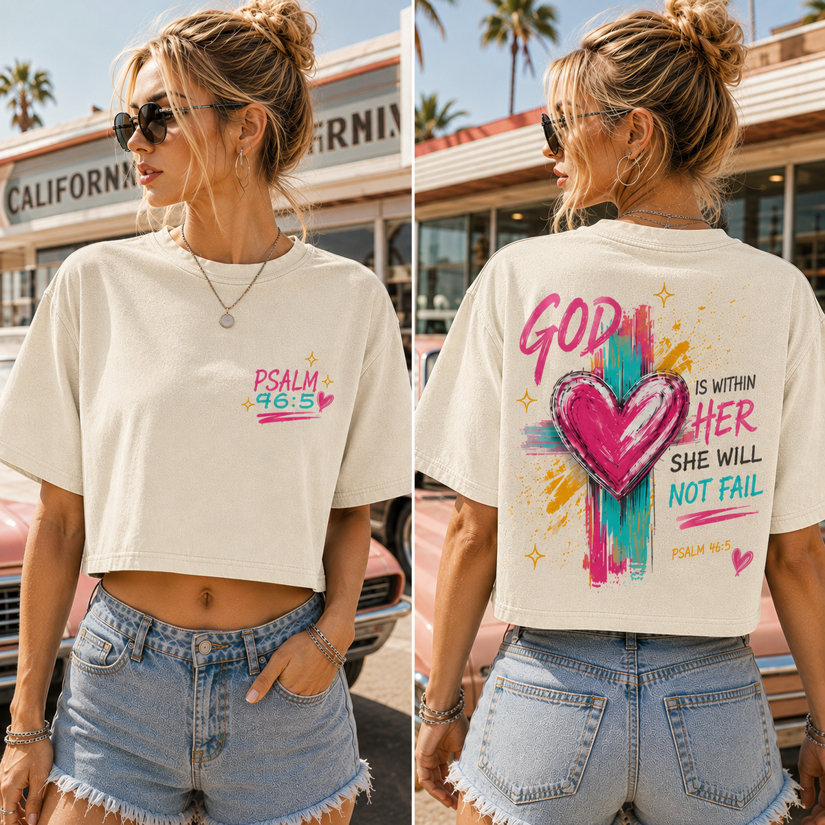 God Is Within Her – Vintage Faith Crop Top