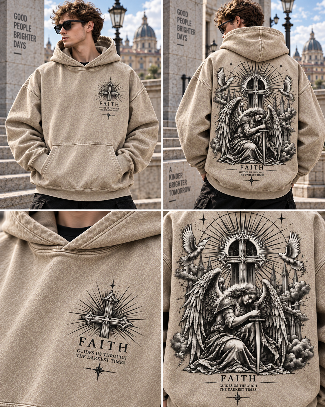 Faith Angel Vintage Hoodie – Faith Guides Us Through the Darkest Times