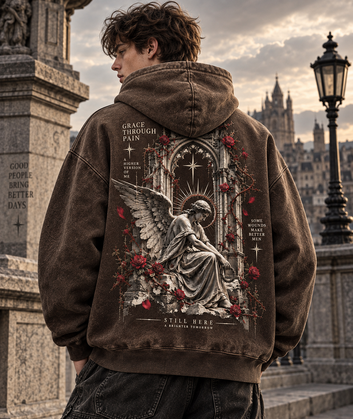 Still Here – Gothic Angel Vintage Hoodie